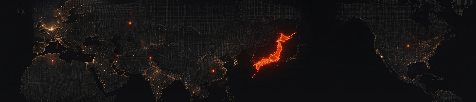 Global distribution network map connecting Japan with international markets